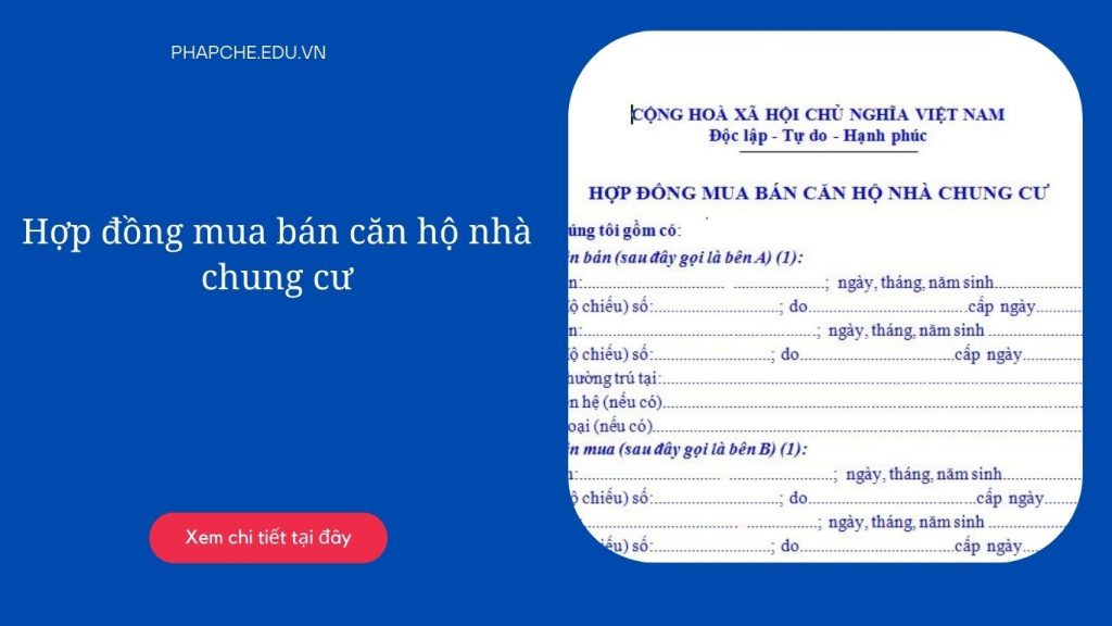 Hợp đồng mua bán căn hộ nhà chung cư