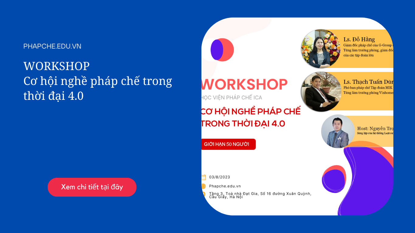 Thông báo: Workshop Cơ hội nghề pháp chế trong thời đại 4.0