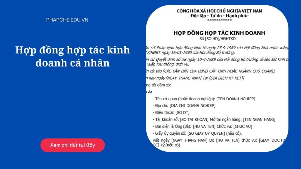 Hợp đồng hợp tác kinh doanh cá nhân