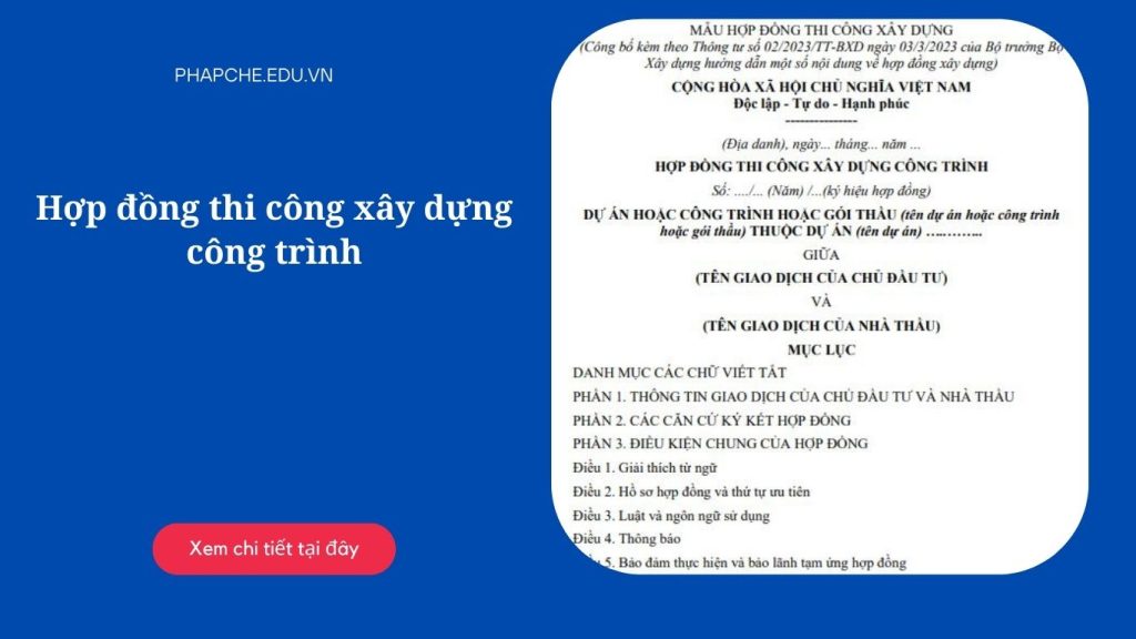Hợp đồng thi công xây dựng công trình