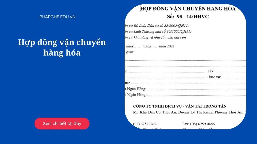 Hợp đồng vận chuyển hàng hóa
