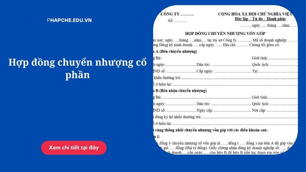 Hợp đồng chuyển nhượng cổ phần