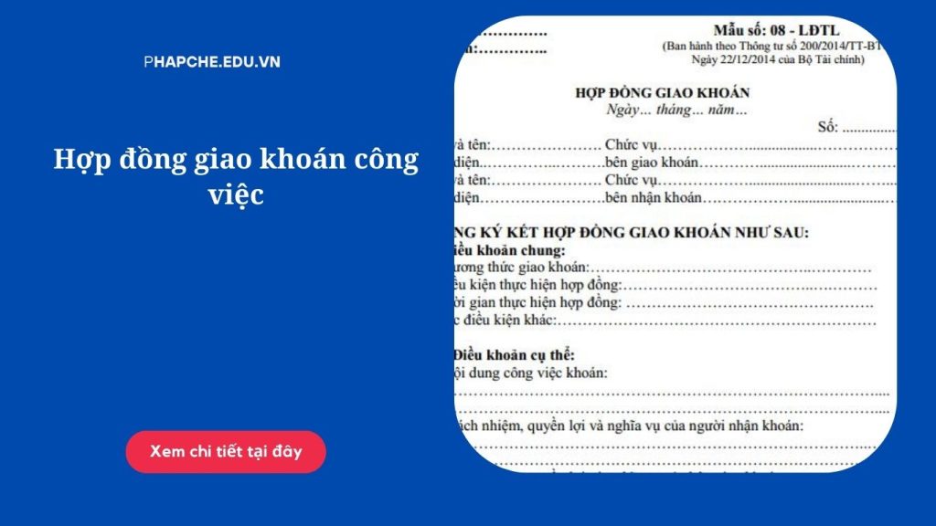 Hợp đồng giao khoán công việc