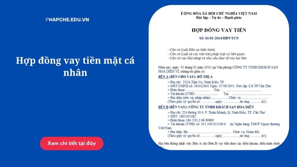 Hợp đồng vay tiền mặt cá nhân