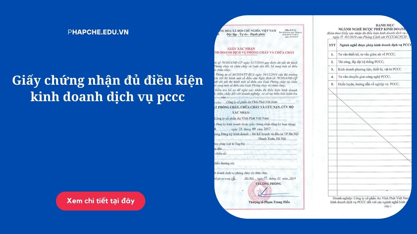 Giấy chứng nhận đủ điều kiện kinh doanh dịch vụ pccc