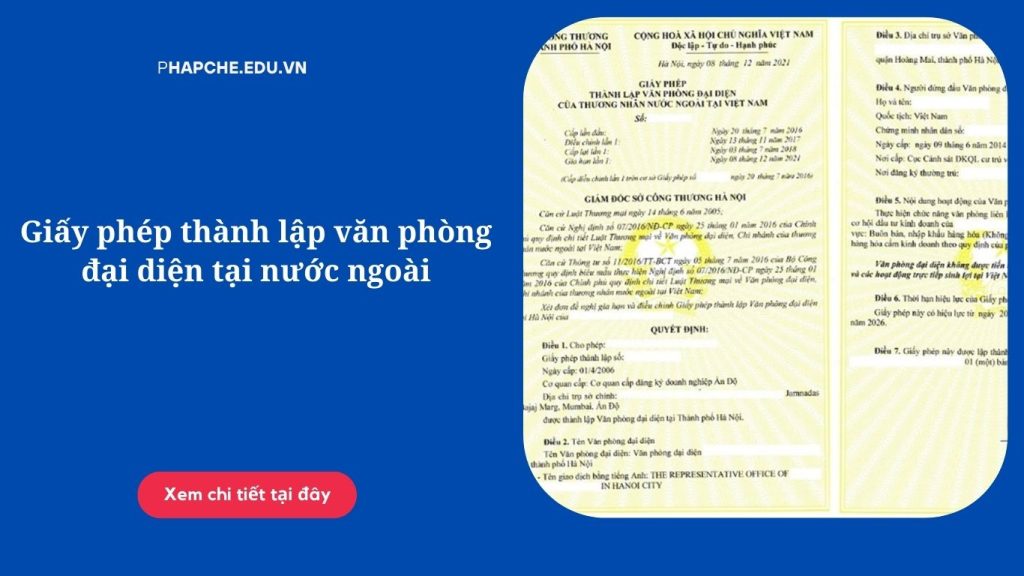 Giấy phép thành lập văn phòng đại diện tại nước ngoài