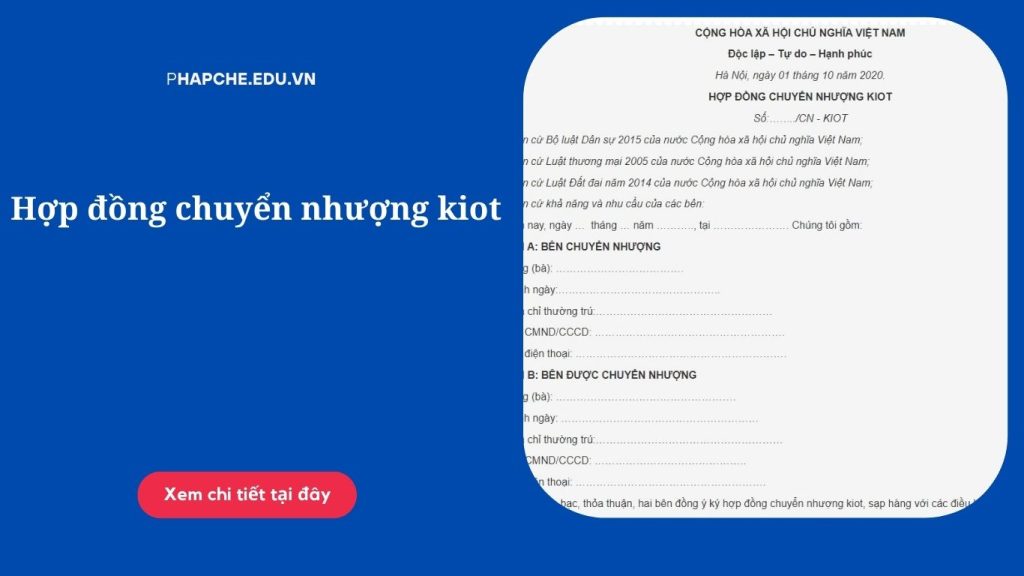 Hợp đồng chuyển nhượng kiot