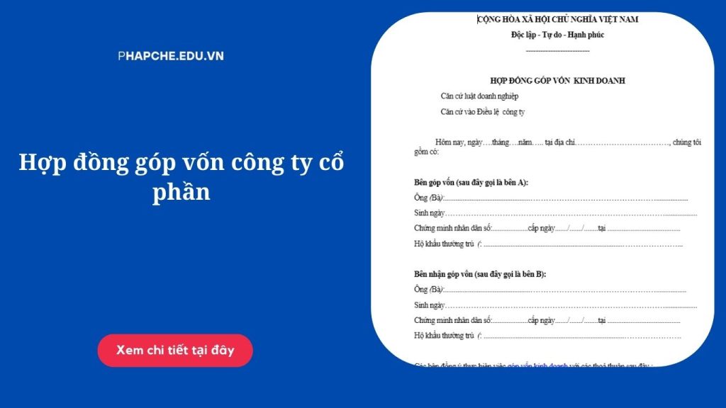 Hợp đồng góp vốn công ty cổ phần