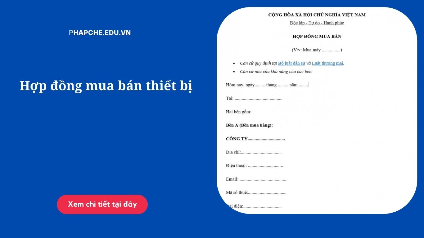 Hợp đồng mua bán thiết bị