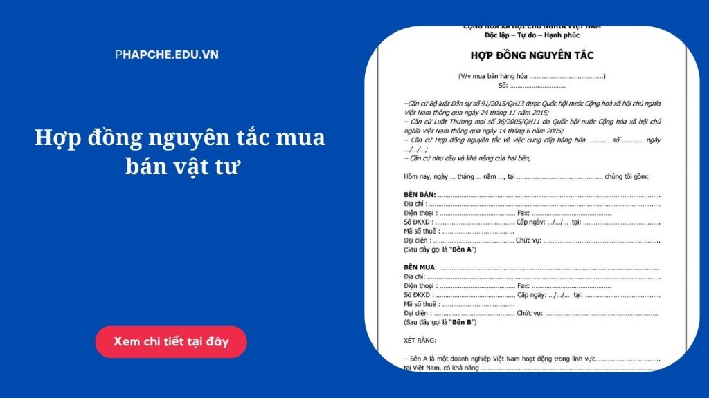 Hợp đồng nguyên tắc mua bán vật tư