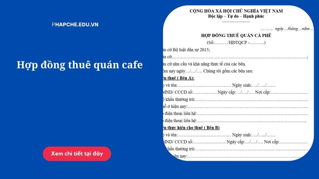 Hợp đồng thuê quán cafe