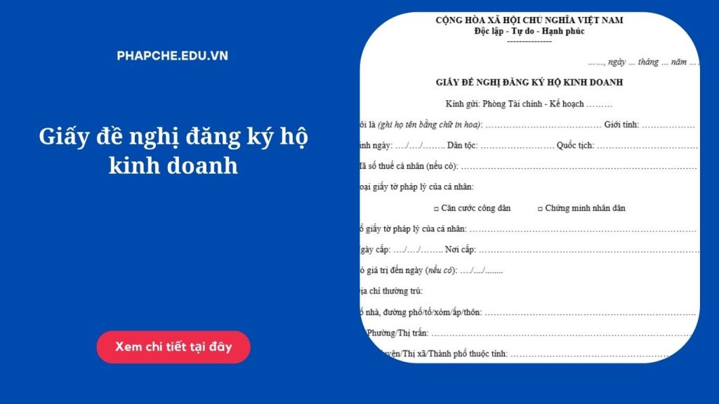 Giấy đề nghị đăng ký hộ kinh doanh