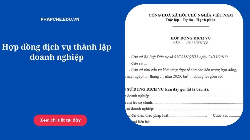 Hợp đồng dịch vụ thành lập doanh nghiệp