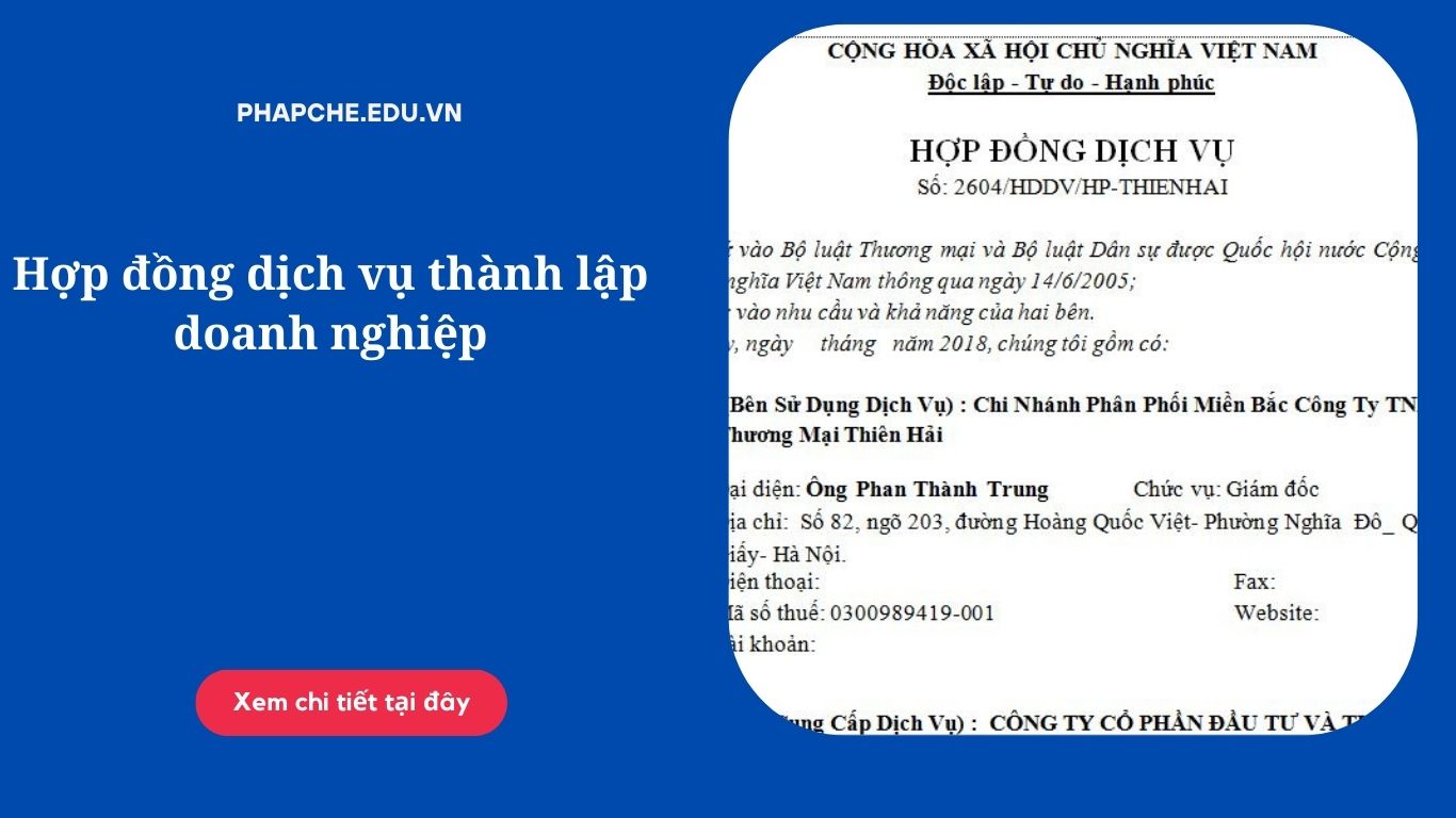 Hợp đồng dịch vụ thành lập doanh nghiệp