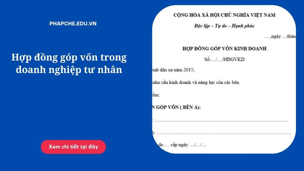 Hợp đồng góp vốn trong doanh nghiệp tư nhân