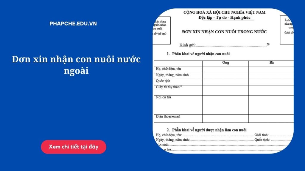 Đơn xin nhận con nuôi nước ngoài