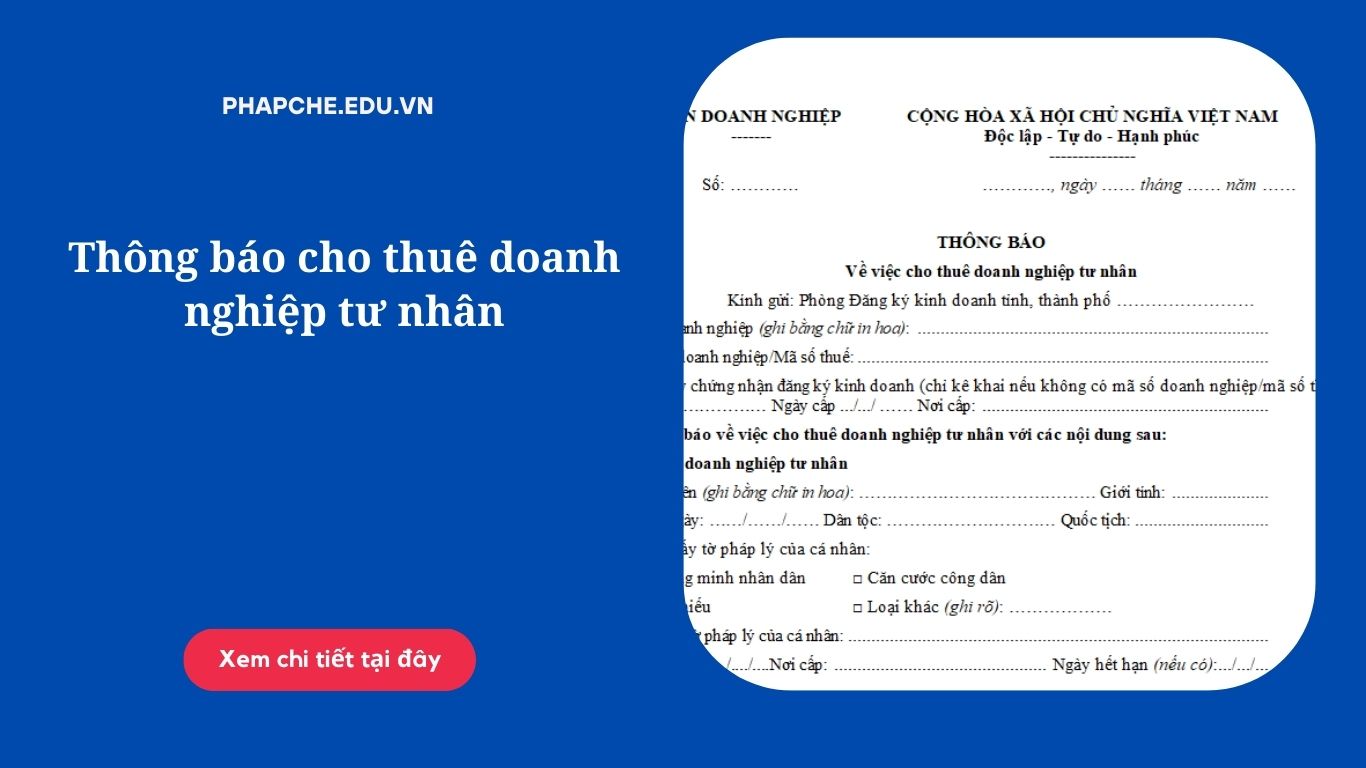Thông báo cho thuê doanh nghiệp tư nhân