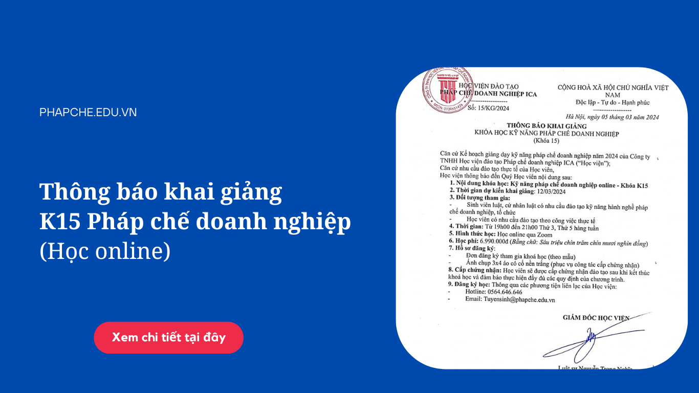 khoá học pháp chế doanh nghiệp online k14