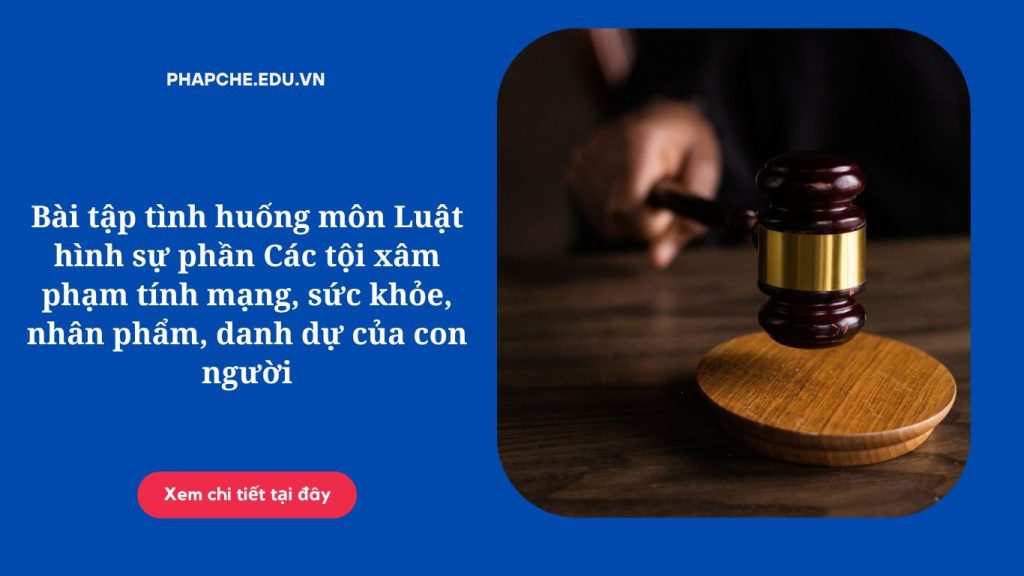 Bài tập tình huống môn Luật hình sự phần Các tội xâm phạm tính mạng, sức khỏe, nhân phẩm, danh dự của con người