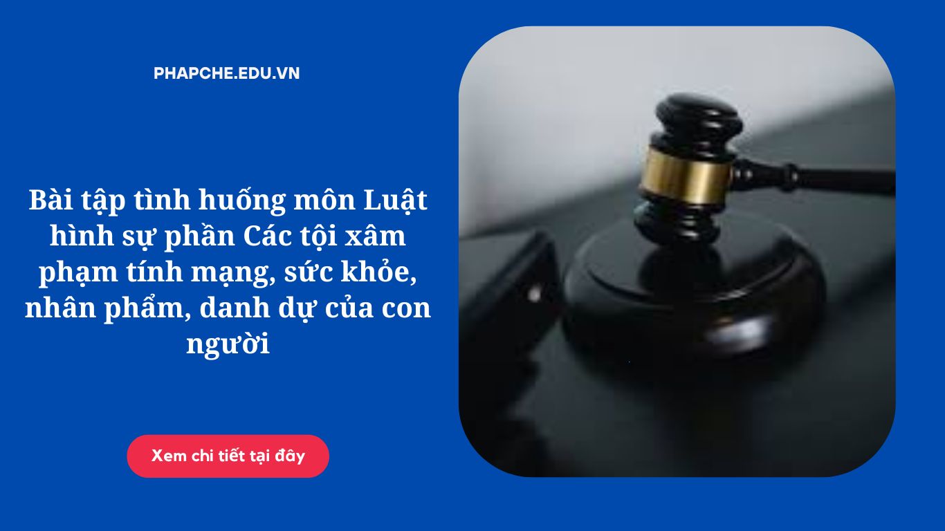 Bài tập tình huống môn Luật hình sự phần Các tội xâm phạm tính mạng, sức khỏe, nhân phẩm, danh dự của con người