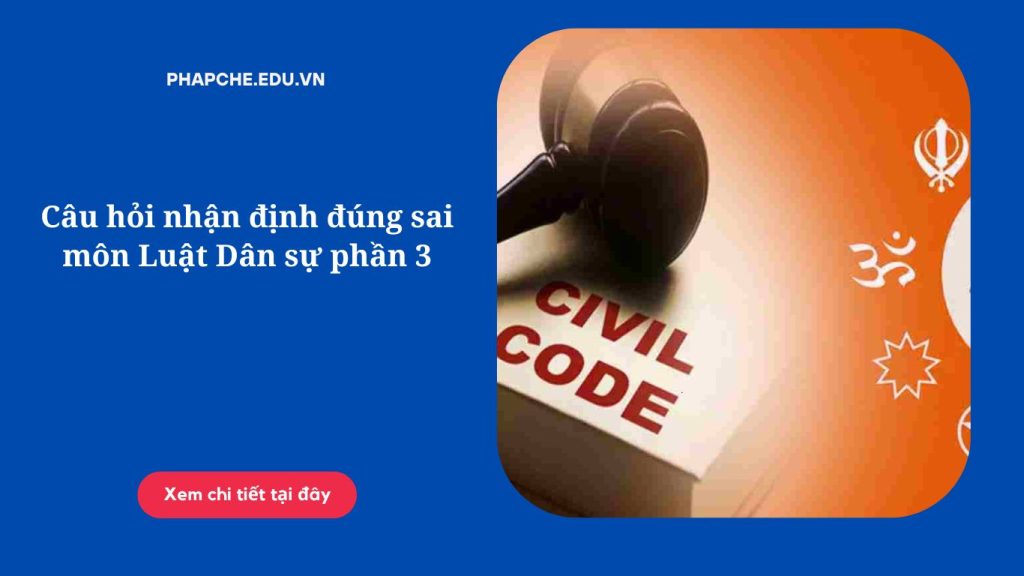 Câu hỏi nhận định đúng sai môn Luật Dân sự phần 3