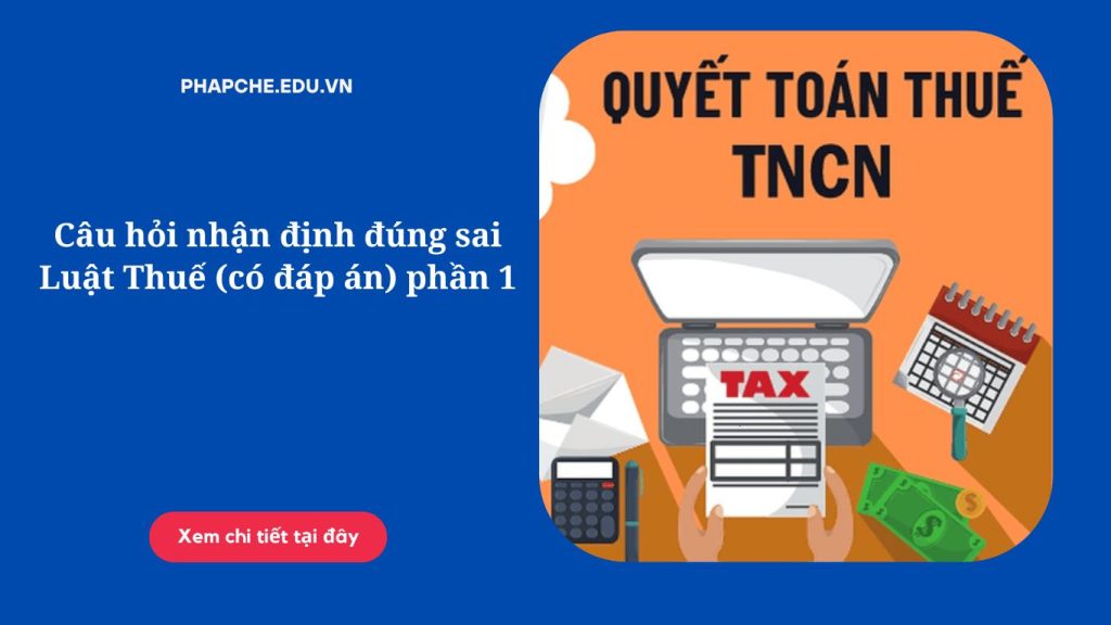 Câu hỏi nhận định đúng sai Luật Thuế (có đáp án) phần 1