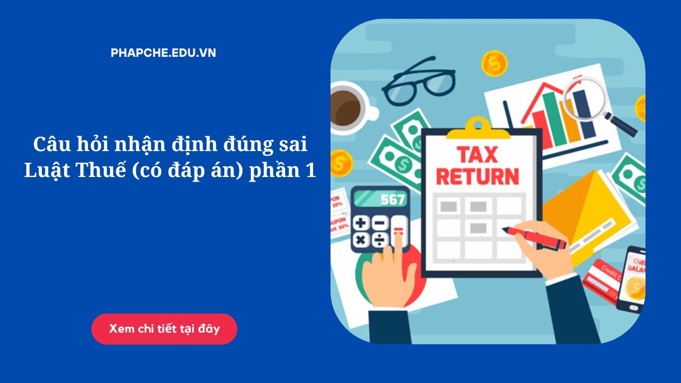 Câu hỏi nhận định đúng sai Luật Thuế (có đáp án) phần 1