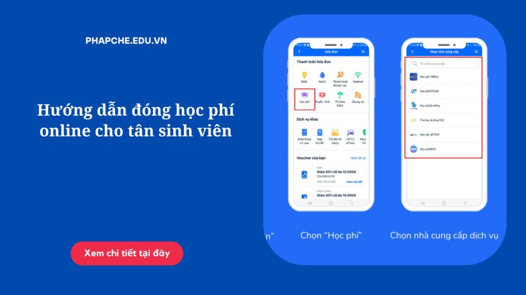 Hướng dẫn đóng học phí online cho tân sinh viên